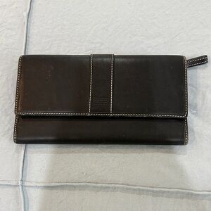 Coach Black Leather Wallet with Stitching